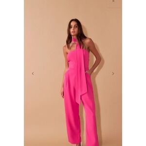 Anthropologie Endless Rose Woman Pink Front Tie Strapless Jumpsuit, Size Small